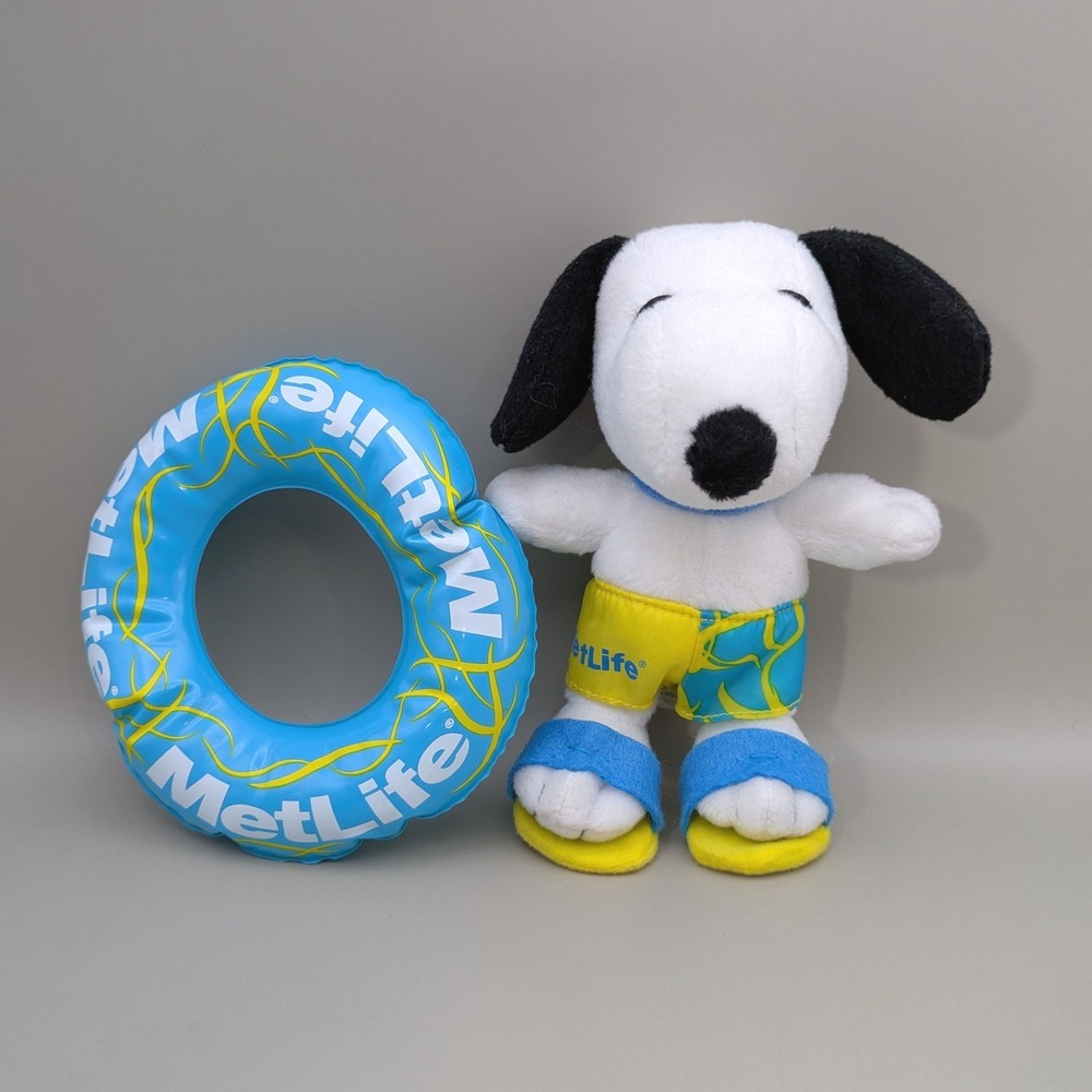 Snoopy Peanuts MetLife‎ Swim Innertube Summer 6" Dog Plush Stuffed